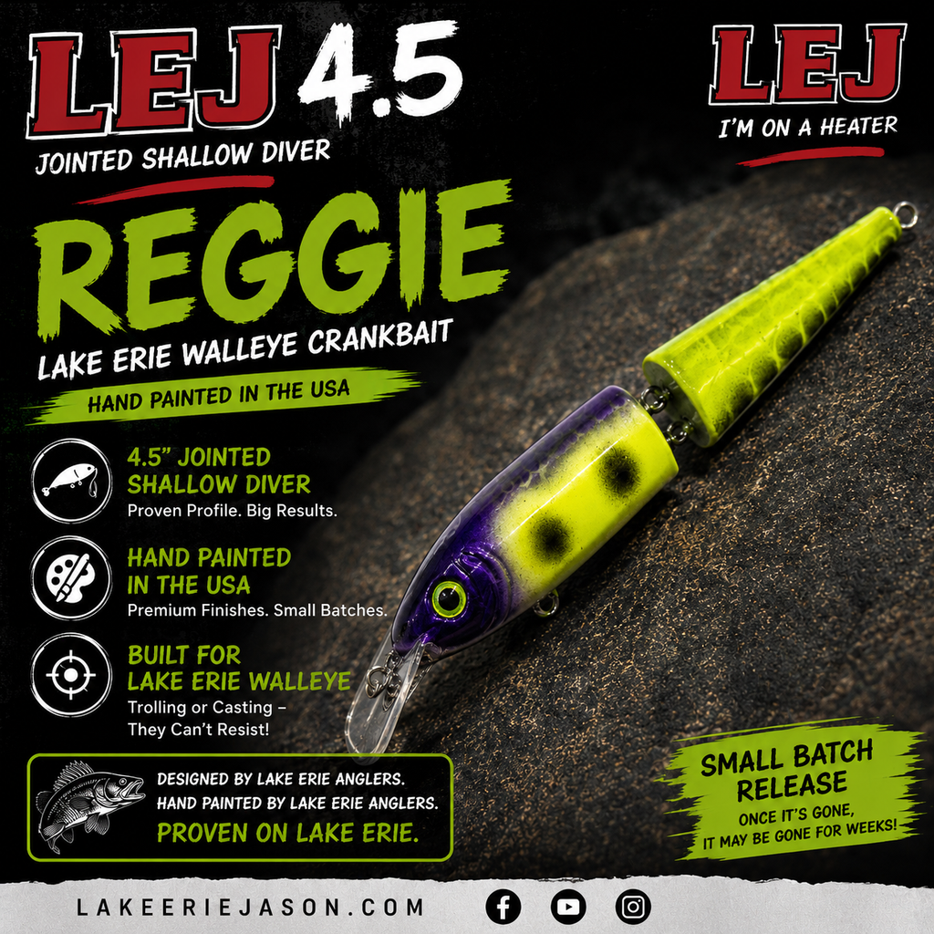 Reggie - LEJ 4.5 Jointed Shallow Diver – Hand Painted Lake Erie Walleye Crankbait