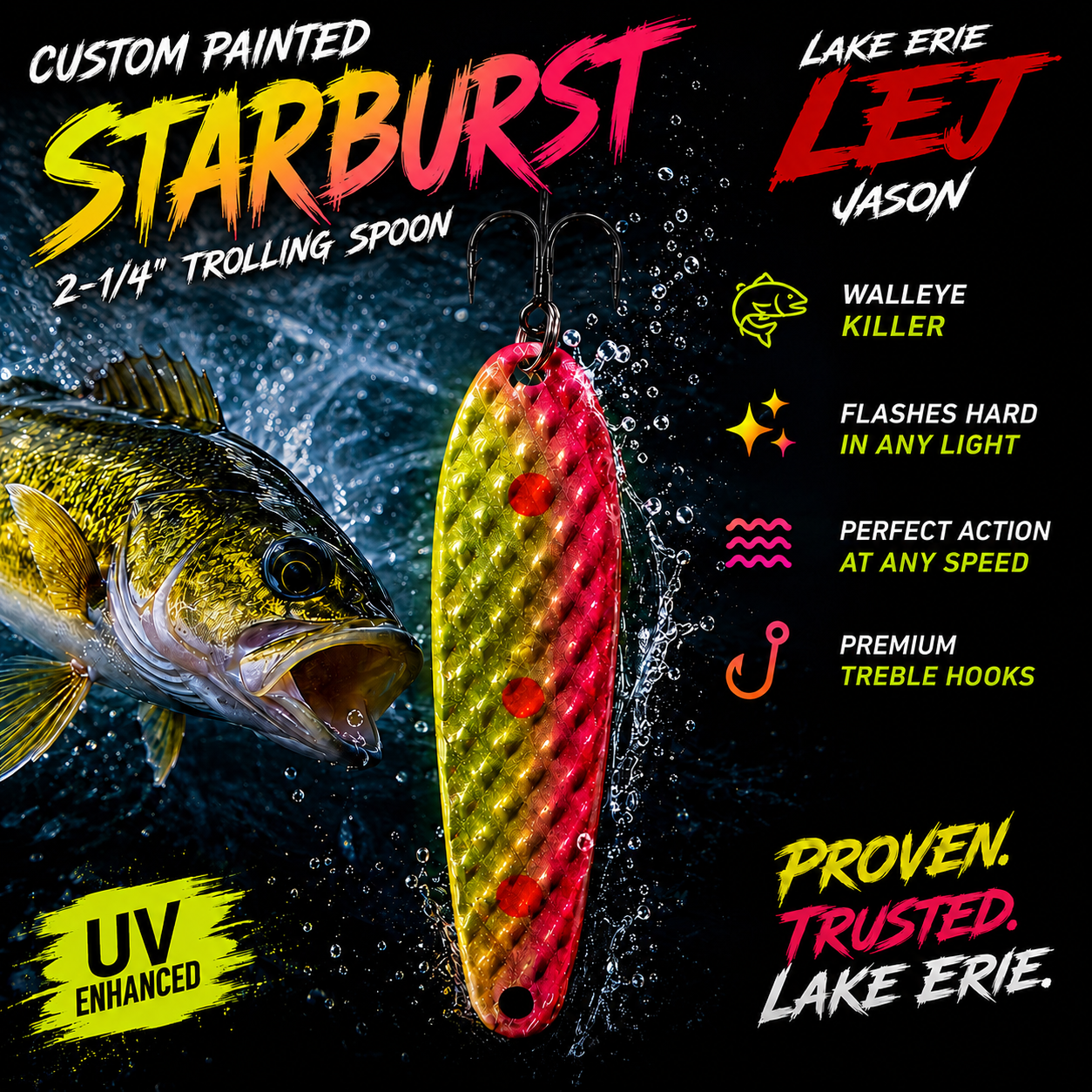 StarBurst 2-1/4” Custom Painted Trolling Spoon