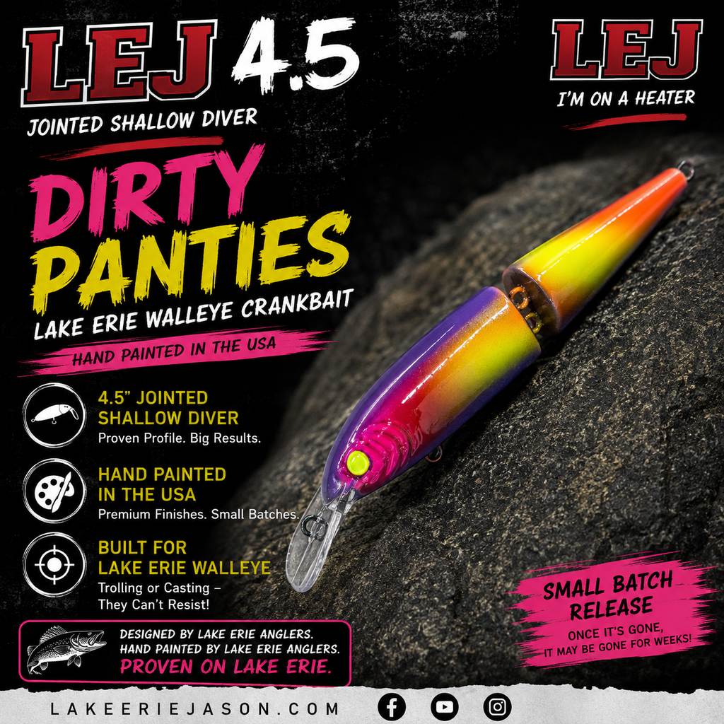 Dirty Panties - LEJ 4.5 Jointed Shallow Diver – Hand Painted Lake Erie Walleye Crankbait