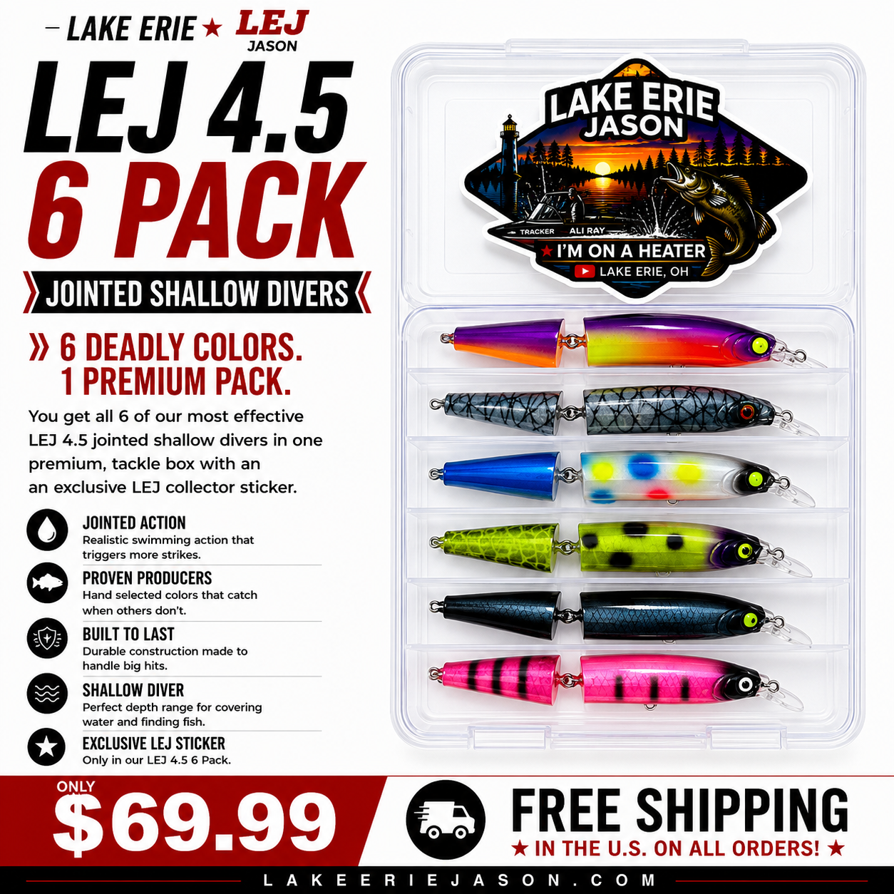 LEJ 4.5 Series TWO – 6 Pack Jointed Shallow Divers | Free U.S. Shipping